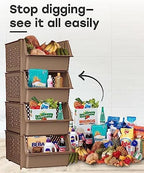 Skywin Stackable Storage Bins Open Front for Pantry Storage, 4 Pack - Brown - Image 6