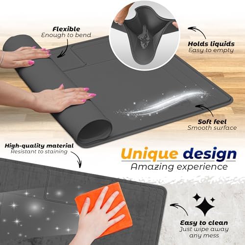 The Original Under Sink Mat - Silicone Waterproof mat, Trimmable, Easy to Clean, Kitchen cabinet liner, Under sink protector mats, Drip Tray with Lip (Dark Gray, 31" x 22") - Image 6