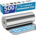 Aluminum Foil Roll, 12in x 500Sq Ft Aluminum Foil, Thick Strong Tin Foil with Cutter, Food Safe Cling Wrap for Cooking, Baking, Roasting, Grilling, Freezer Storage by SZZJKJ
