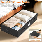 90L Under Bed Storage Containers, Storage Bags, Organizers, 8-Pack, Black - Image 5