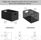 StorageWorks Wicker Storage Baskets for Organizing, Black Baskets, 2-Pack - Image 3