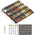 SpaceAid Spice Drawer Organizer with 36 Spice Jars, 386 Spice Labels, 4 Tier Seasoning Rack Tray Insert for Kitchen Drawers, 16.75" Wide x 17.5" Deep by SpaceAid