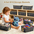 Stackable Storage Baskets: 8 Pack Plastic Baskets Bins, Black - Image 7
