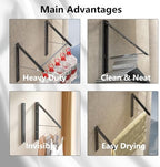 Dr.DJ Clothes Drying Rack with Rod, Wall-Mounted Retractable & Foldable Clothes Hanger for Laundry Room Organization and Storage, Metal Clothes Hanger Rack for Dorm, Closet, Balcony 2Rack, 1Rod Black - Image 3