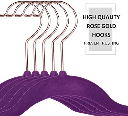 VECELO Premium Velvet Clothes Hangers Suit Heavy Duty (50 Pack)-Non Slip & Space-Saving with 6 Finger Clips & Tie Rack Excellent for Men and Women,Purple - Image 3