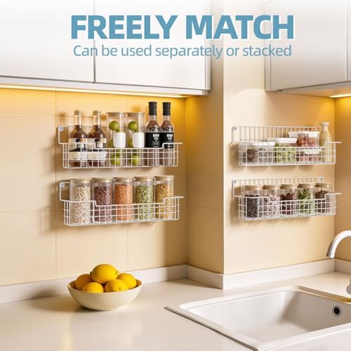 Spice Rack Wall Mount, 4 Pack Spice Organizer, White - Image 4