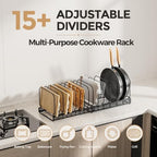 MUDEELA Expandable Cutting Board Organizer Pot Lids Rack 15 Dividers 2-Pack - Image 3