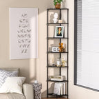 7 Tier Corner Book Shelf, 64.7", Marble Black - Image 4