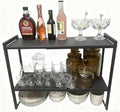 2 Tier Expandable Shelf 7.9"D Adjustable Countertop Riser Metal Black by Urhomeyplus