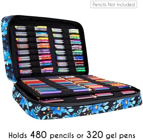 YOUSHARES Big Capacity Colored Pencil Case - 480 Slots large Pen Case Organizer with Multilayer Holder for Prismacolor Colored Pencils & Gel Pen (Orchid), Magnolia 01 - Image 7