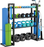 4-Tier Dumbbell Rack with Yoga Mat Holder, Home Gym Weight Rack by Neatolgrid