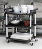 MaxWorks 80774 3-Shelf Utility Plastic Cart with Wheels-225 Lbs Maximum Capacity , Black - Image 3