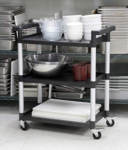 MaxWorks 80774 3-Shelf Utility Plastic Cart with Wheels-225 Lbs Maximum Capacity , Black - Image 3