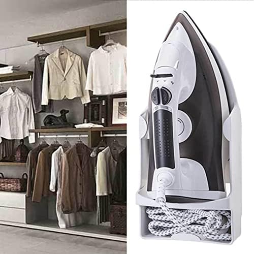 Fydun Ironing Board Hanger, Iron Holder Wall Mounted Heat Widened Electric Mount Soporte Plancha Organizer with Hooks for Closet Hotel White Boards Rack Household Bathroom by Fydun