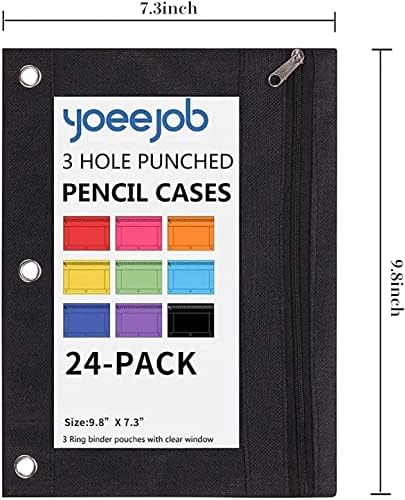 YoeeJob Pencil Pouch for 3 Ring Binder，Zipper Pencil Pouches Bulk，Pencil Case Pouch with Clear Window for Class, School, Office, 4 Colors-24 Packs - Image 5