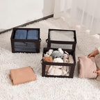 Homsorout Stackable Storage Bins with Lids - Medium Storage Box with Lids, Foldable Closet Boxes for Organizing, Wardrobe Clothes Organizer with Window, Cubes Bins for Living Room, 5 Pack, Brown - Image 5
