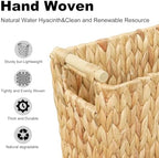 Coeusy 6 Gallon Wicker Trash Can with Wooden Handle,Wicker Waste Basket for Bathroom,Bedroom,Large Narrow Water Hyacinth Trash Basket,Rattan Boho Decor Farmhouse Bathroom Trash Can - Image 5