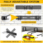 Garage Tool Organizer Wall Mount, 48inch Heavy-Duty Garage Storage System and Garden Tool Organizer with 6 Adjustable Double Hooks for Shovel, Snowboard, Yard Tools and Shed - Image 3