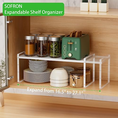 Expandable Storage Shelf, Stackable Organizer Rack, White Large 2 PK - Image 5