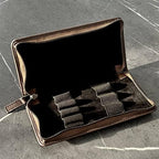 DiLoro Leather Zippered Triple or Quad Pen Case Pencil Pouch Holder for Three or Four Fountain Ballpoint Rollerball Pens or Glasses (Nappa Bugatti) - Image 6