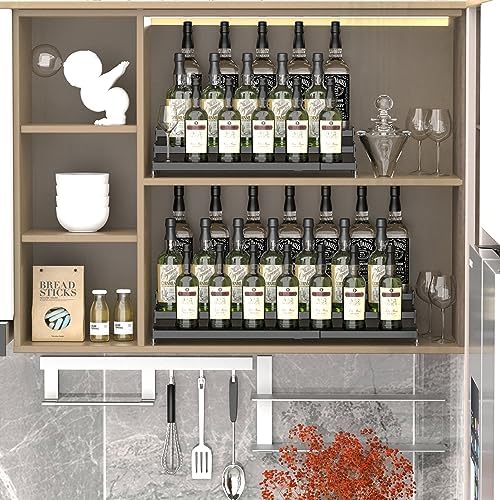 Jojocross Metal Spice Rack Organizer for Cabinet, 3 Tier Expandable Spice Storage shelf, Great for Kitchen Cabinets, Cupboard,Pantry and Countertop More,Metal plate with hole(2PACKS/BLACK) - Image 3