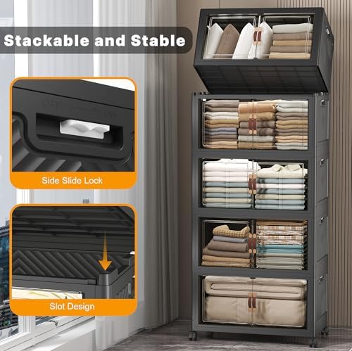 UAMFURI Stackable Storage Bins, 560QT Collapsible Drawers with 1 Lid - Image 3