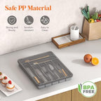 Lifewit Silverware Organizer with Lid, Covered Utensil Tray, 11.3x14.4 - Image 5