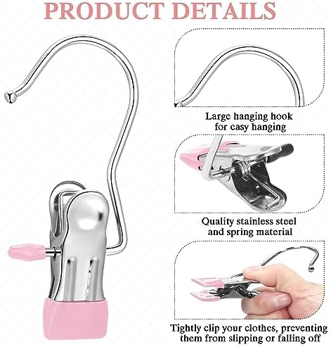 Yinder 150 Pcs Boot Hanger Clips Laundry Hooks Stainless Steel Hooks,Pink - Image 3