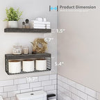 QEEIG Bathroom Shelves Over Toilet Wall Mounted (Grey, Set of 2, 15.7") - Image 3
