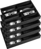 Amylove 4 Pcs Black Sunglass Organizer Trays 8 Grids Velvet Glasses Holder Jewelry Display Organizer Eyeglasses Storage Box Drawer by Amylove