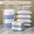 TAILI 6 Pack Cube Vacuum Storage Bags, Combo(3 Jumbo+3 Medium), Cream - Image 4