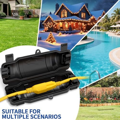 9 Pack Outdoor Extension Cord Safety Cover, Waterproof, Black - Image 6