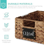 Best Choice Products Set of 4 9x12in Water Hyacinth Pantry Baskets, Woven Organizers w/Chalkboard Label, Chalk Marker - Chestnut - Image 5