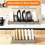 2 Pack Expandable Pots and Pans Organizer under Cabinet, Adjustable Pot Lid Organizer Rack with 9 Stainless Steel Dividers, Food Container Lid Holder for Kitchen Countertop Storage (Gray) - Image 2