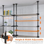 4-Tier Over The Toilet Storage Shelf, 4.5-9.5 FT Adjustable Bathroom Organizer, Heavy Duty Metal Shelves Above Behind Toilet Laundry, Space-Saving Shelving for Small Rooms, No Drill Tenant Friendly - Image 4