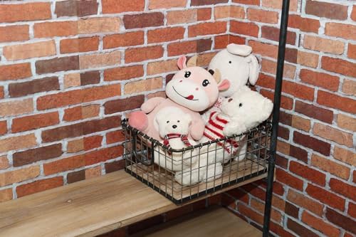 16" Wide Rectangular Sturdy Hand Welded Farmhouse Metal Wire Basket with Rustic Wooden Bottom For Shelves, Closet Storage Bins for Shelves. Also For Laundry, Towel, Spice Rack, Tool Box (16"x12") - Image 6