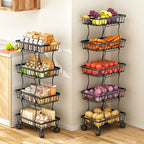 SAYZH 5-Tier Fruit Basket Stand with Vegetable Baskets for Kitchen, Black - Image 2