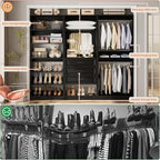 Unikito 75" Modular Closet System with 3 Sets, Mirror & Drawers, Black - Image 5