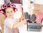 Creative Scents Crackled Glass Silver Toothbrush and Toothpaste Holder for Bathroom - Decorative Bathroom Counter Electric Toothbrush Organizer, 3 Slot, Makeup Brush Holder - Image 2