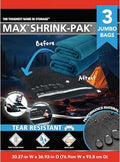 Shrink-Pak Vacuum Seal Storage Bags for Clothing, Travel, Bedding | Tear & Water Resistant, Dual-Valve Space Saver Compression Bags, Pump Included - Jumbo (30x36 Inch), 3-Pack by Hefty