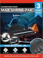 Shrink-Pak Vacuum Seal Storage Bags for Clothing, Travel, Bedding | Tear & Water Resistant, Dual-Valve Space Saver Compression Bags, Pump Included - Jumbo (30x36 Inch), 3-Pack by Hefty