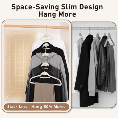 Velvet Hangers 30 Pack, Ivory Non Slip Hangers with 360° Swivel Hook - Image 3