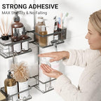 Adjustable Shower Caddy Hanging Rustproof Shower Caddy for Handheld Showerheads, Shower Organizer with Hooks Soap Holder, Anti-Swing Shower Rack Bathroom Accessories (Grey) - Image 7