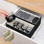 2 Packs Leathers Belt Organizer for Closet and Drawer, Stackable 5 Grids Dresser Drawer Organizers, Belt Tie Holder for Men,Tie Box-Black - Image 3