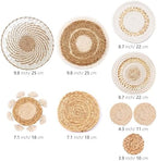 9 Pack Boho Wall Basket Set, hanging Woven Wall Basket Decor, Seagrass Rattan Wicker Boho Wall Decor, Eco-Friendly Round Art for Farmhouse Bedroom Living Room Display Table Settings Kitchen Home - Image 3
