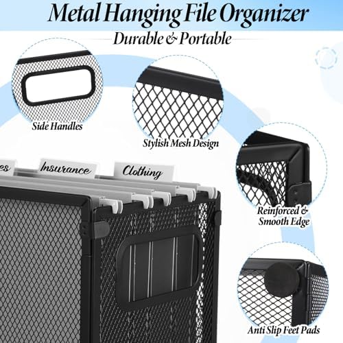 2 Pack Hanging File Holder, 10 Hanging Folders,Gray,Small - Image 4