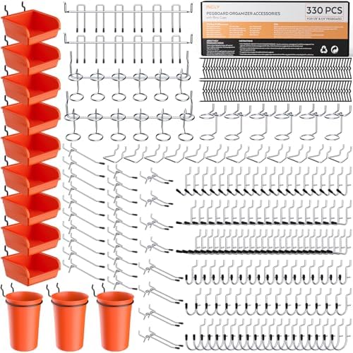 INCLY 330PCS Upgraded Pegboard Accessories Organizer Kit with Bins & Cups by INCLY