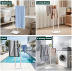 Standing Towel Rack, 304 Stainless Steel Towel Holder Stand with Weighted Marble Base, Floor Bath Towel Racks for Bathroom, Pool, Outdoor with 3 Swivel Towel Arms, Brushed Nickel - Image 3