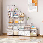 Neprock 16 Cubby Storage Organizer, Closet Clothes Storage Organizer, Cube Shelves Closet Organizers and Storage Shelves for Clothing Storage with Hammer, Bookshelf for Kids（Transparent） - Image 7