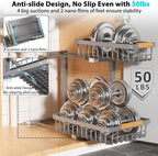 Liuoud Under Sink Organizer 2 Pack, 2 Tier Slide Out Large Capacity Height Adjustable Under Sink Organizers and Storage for Kitchen Bathroom Cabinet, Grey - Image 3